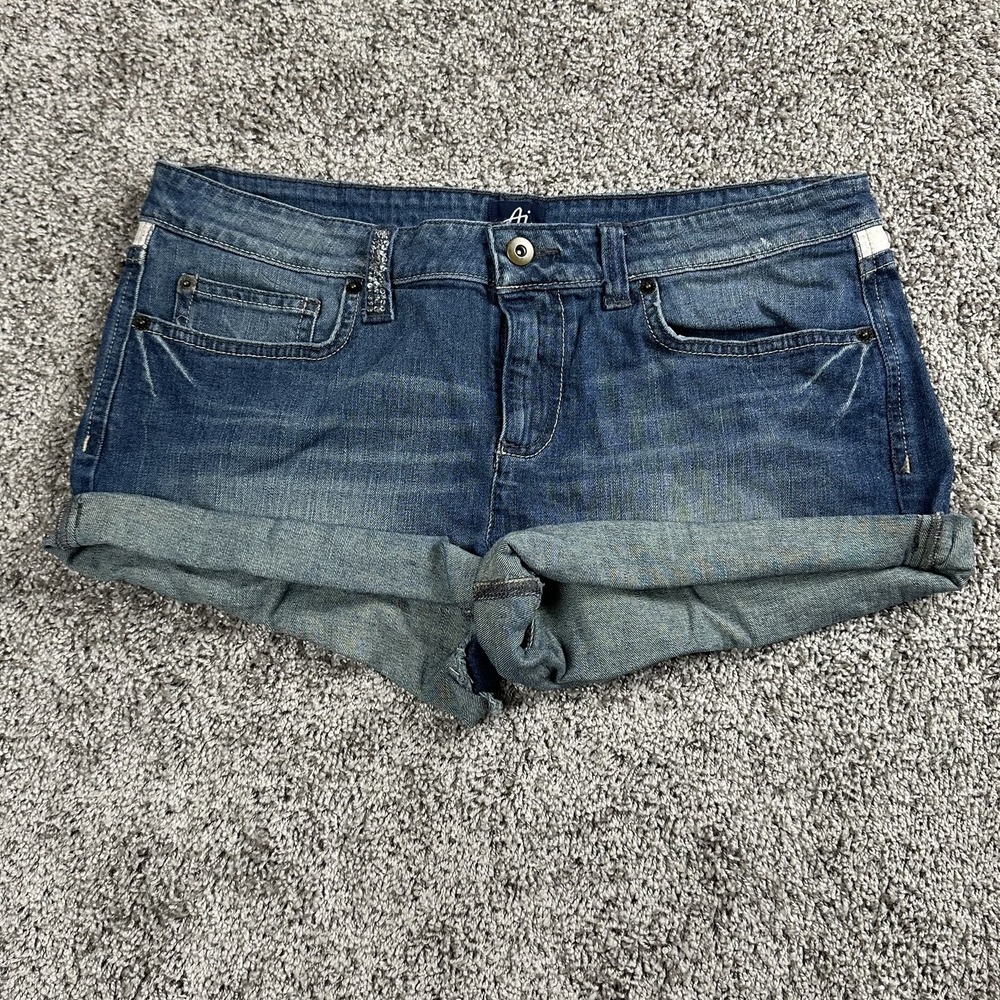 Authentic Icon Shorts Womens 30 Distressed Low‎ Rise Y2K Rodeo Festival Sequin